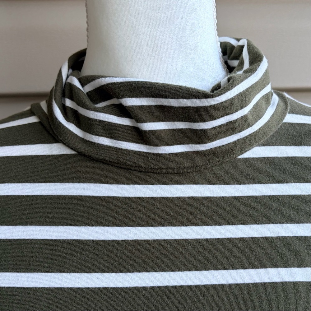 •Talbots• Olive Green Striped Turtleneck Knit Top  - Size 3X Petite - Picture 3 of 8